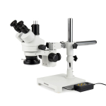 AmScope SM-3TYY-144A-HD4U Zoom Trinocular Stereo Microscope 7X-135X Magnification, SM-3 Series on Single Arm Boom Stand + Four-Zone 144-LED Ring Light + 4K 8MP HDMI Camera (1)