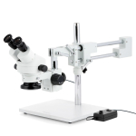 AmScope SM-4BYY-144-10M SM-4 Series Zoom Binocular Stereo Microscope 7X-135X Magnification w/ 144 LED Ring Light and 10MP USB 2.0 C-mount Camera on Double Arm Boom Stand (0)