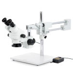 AmScope SM-4BYY-144A-9M SM-4 Series Zoom Binocular Stereo Microscope 7X-135X Magnification w/ Multi-Zone 144 LED and 9MP USB 2.0 C-mount Camera on Double Arm Boom Stand (0)