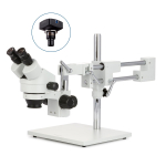 AmScope SM-4BX-10M SM-4B Series Binocular Zoom Stereo Microscope 3.5X-45X Magnification w/ 10MP USB 2.0 C-mount Camera on Double Arm Boom Stand (1)