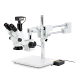 AmScope SM-4NTP-144A-10M SM-4 Series Simul-Focal Lockable Zoom Trinocular Stereo Microscope 7X-45X w/ Multi-Zone 144 LED and 10MP USB 2.0 C-mount Camera on Double Arm Boom Stand (3)
