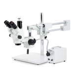 AmScope SM-4NTP-30WS-18M3 SM-4 Series Simul-Focal Lockable Zoom Trinocular Stereo Microscope 7X-45X w/ 30W LED FO Single Gooseneck Light and 18MP USB 3.0 C-mount Camera on Double Arm Boom Stand (0)