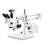 AmScope SM-4NTP-30WY-18M3 SM-4 Series Simul-Focal Lockable Zoom Trinocular Stereo Microscope 7X-45X w/ 30W LED Double Gooseneck FO Lights and 18MP USB 3.0 C-mount Camera on Double Arm Boom Stand (3)