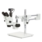 AmScope SM-4NTP-3M3 SM-4T Series Simul-Focal Lockable Trinocular Zoom Stereo Microscope 7X-45X Magnification w/ 3MP USB 3.0 C-mount Camera on Double Arm Boom Stand (3)