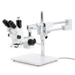 AmScope SM-4NTP-144S-HD2 SM-4 Series Simul-Focal Lockable Zoom Trinocular Stereo Microscope 7X-45X w/ 144 LED Compact Ring Light and 2MP HDMI CMOS C-Mount Camera on Double Arm Boom Stand (0)