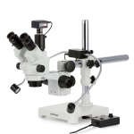AmScope SM-3NTP-8W 7X-45X Trinocular Simul-Focal Lockable Stereo Zoom Microscope w/8W LED Dual Gooseneck Illuminator on Single Arm Boom Stand (3)