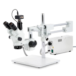 AmScope SM-4NTP-FOR SM-4 Series Simul-Focal Lockable Zoom Trinocular Stereo Microscope 7X-45X Magnification with 150W Halogen Ring Light (1)