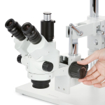 AmScope SM-4NTP-30WY-18M3 SM-4 Series Simul-Focal Lockable Zoom Trinocular Stereo Microscope 7X-45X w/ 30W LED Double Gooseneck FO Lights and 18MP USB 3.0 C-mount Camera on Double Arm Boom Stand (5)