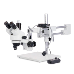 AmScope SM-4TP-8W 7X-45X Trinocular Simul-Focal Stereo Zoom Microscope w/8W LED Dual Gooseneck Illuminator on Double Arm Boom Stand (0)