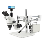 AmScope SM-4TX-30WY-HD4U SM-4 Series Zoom Trinocular Stereo Microscope 3.5X-45X Magnification + 30W Cold Fiber Optic Double Gooseneck Illuminator (0)