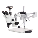 AmScope SM-4T-8W 7X-45X Trinocular Stereo Zoom Microscope w/8W LED Dual Gooseneck Illuminator on Double Arm Boom Stand (4)