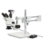 AmScope SM-4TYY-144-14M3 Zoom Trinocular Stereo Microscope 7X-135X Magnification w/ 144 LED Ring Light and 14MP USB 3.0 C-mount Camera on Double Arm Boom Stand (1)