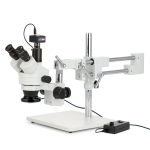 AmScope SM-4TYY-144-14M3 Zoom Trinocular Stereo Microscope 7X-135X Magnification w/ 144 LED Ring Light and 14MP USB 3.0 C-mount Camera on Double Arm Boom Stand (2)