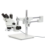 AmScope SM-4T-64S Zoom Trinocular Stereo Microscope 7X-45X Magnification w/ 64 LED Compact Ring Light on Double Arm Boom Stand (0)
