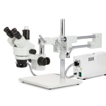 AmScope SM-4TPX-FOR-3M3 SM-4 Series Simul-Focal Zoom Trinocular Stereo Microscope 3.5X-45X Magnification with 150W Halogen Ring Light and 3MP USB 3.0 (0)
