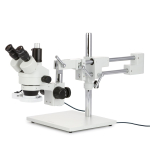 AmScope SM-4TZZ-FRL-HD25 Zoom Trinocular Stereo Microscope 3.5X-180X Magnification w/ 8W Fluorescent Ring Light and 5MP HDMI CMOS C-Mount Camera on Double Arm Boom Stand (0)