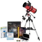 AmScope TVB-1271000-STLR1 Professional Telescope Bundle Series featuring 127mm Aperture, 1000mm Focal Length Reflector Telescope, Visual Galaxy book by NatGeo, Backyard Guide to the Night Sky book, and more (0)