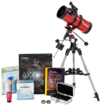AmScope TVB-1271000-STLR1 Professional Telescope Bundle Series featuring 127mm Aperture, 1000mm Focal Length Reflector Telescope, Visual Galaxy book by NatGeo, Backyard Guide to the Night Sky book, and more (1)