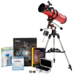 AmScope TVB-130650-CSMC1 Professional Telescope Bundle Series featuring 130mm Aperture, 650mm Focal Length Reflector Telescope, Visual Galaxy book by NatGeo, Backyard Guide to the Night Sky book, and more (0)