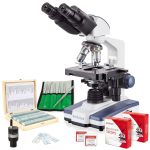 AmScope VB-B120C-PLAT-WF Binocular Compound Microscope 40X-2500X w/ LED, 3D Stage + Wi-Fi 2.0MP Camera, 6pc Tweezers, 100pc Slides, Blank Slide Kit (0)