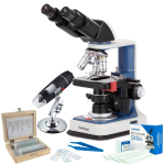 AmScope VB-B120C-R-SLVR B120C-R Series Value Bundle USB-C Rechargeable Binocular Compound Microscope 40X-2500X w/ 3D Stage, 25pc Slides, Tweezers (0)