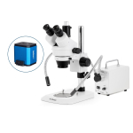 AmScope SM-1TNYY-30WY-HD22 SM-1 Series Industrial Inspection Zoom Trinocular Stereo Microscope 7X-135X w/ 30W LED Double Gooseneck Fiber Optic Lights and 2MP HDMI CMOS C-Mount Camera on Pillar Stand w/ Small Base (8)