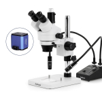 AmScope SM-1TSY-L6W-HD2GS SM-1 Series Zoom Trinocular Stereo Microscope 7X-90X w/ 6W Dual-Gooseneck LED Illuminator and 2MP HDMI Global Shutter CMOS C-Mount Camera on Pillar Stand (5)