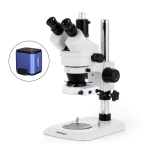 AmScope SM-1TNY-80S-HD25 SM-1 Series Industrial Inspection Zoom Trinocular Stereo Microscope 7X-90X w/ 80 LED Compact Ring Light and 5MP HDMI CMOS C-Mount Camera on Pillar Stand w/ Small Base (8)