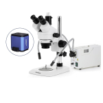 AmScope SM-1TNYY-FOD-HD25 SM-1 Series Industrial Inspection Zoom Trinocular Stereo Microscope 7X-135X w/ 150W Halogen Dual Gooseneck Lights and 5MP HDMI CMOS C-Mount Camera on Pillar Stand w/ Small Base (8)