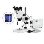 AmScope SM-1TNYY-FODR-HD2GS SM-1 Series Industrial Inspection Zoom Trinocular Stereo Microscope 7X-135X w/ 150W Halogen Dual Gooseneck & Ring Lights and 2MP HDMI Global Shutter CMOS C-Mount Camera on Pillar Stand w/ Small Base (8)