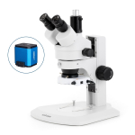 AmScope SM-1TRZZ-80S-HD2GS SM-1 Series Zoom Trinocular Stereo Microscope 3.5X-180X w/ 80 LED Compact Ring Light and 2MP HDMI Global Shutter CMOS C-Mount Camera on Track Stand (8)