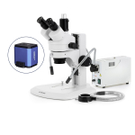 AmScope SM-1TRZZ-FODR-HD2GS SM-1 Series Zoom Trinocular Stereo Microscope 3.5X-180X w/ 150W Halogen Dual Gooseneck & Ring Lights and 2MP HDMI Global Shutter CMOS C-Mount Camera on Track Stand (8)