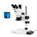 AmScope SM-1TSX-144A-HD2GS SM-1 Series Zoom Trinocular Stereo Microscope 3.5X-45X w/ Multi-Zone 144 LED and 2MP HDMI Global Shutter CMOS C-Mount Camera on Pillar Stand (8)