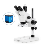 AmScope SM-1TSX-144S-HD2GS SM-1 Series Zoom Trinocular Stereo Microscope 3.5X-45X w/ 144 LED Compact Ring Light and 2MP HDMI Global Shutter CMOS C-Mount Camera on Pillar Stand (8)