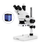 AmScope SM-1TSZ-80S-HD25 SM-1 Series Zoom Trinocular Stereo Microscope 3.5X-90X Magnification w/ 80 LED Compact Ring Light and 5MP HDMI CMOS C-Mount Camera on Pillar Stand (8)