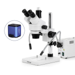 AmScope SM-1TSZZ-FOD-HD2GS SM-1 Series Zoom Trinocular Stereo Microscope 3.5X-180X w/ 150W Halogen Dual Gooseneck Lights and 2MP HDMI Global Shutter CMOS C-Mount Camera on Pillar Stand (8)