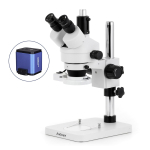 AmScope SM-1TSY-FRL-HD25 SM-1 Series Zoom Trinocular Stereo Microscope 7X-90X Magnification w/ 8W Fluorescent Ring Light and 5MP HDMI CMOS C-Mount Camera on Pillar Stand (7)