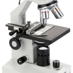 AmScope B100-MS-PB10-E1 B100 Series Binocular Compound Microscope 40X-1000X Magnification w/ LED Ligh, Mechanical Stage and 1MP Camera and Slide Kit (4)