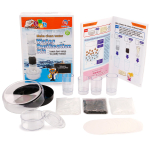 AmScope M30-ABS-KT2-W-KVB1 IQCrew KIDS - White Metal Arm Starter Kids Compound Microscope Kit w/ Water Purification Activity Kit and Experiment Cards (3)