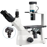AmScope IN400TB-10M3 IN400 Series Inverted Infinity-Corrected Brightfield and Phase-Contrast Biological Trinocular Compound Microscope 40X-1200X w/ 30W Halogen, Quintuple Head and 10MP USB 3.0 C-mount Camera (1)