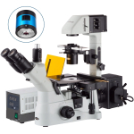 AmScope IN480TA-FL-MF143 IN480 Series Inverted Epi-fluorescence Trinocular Compound Microscope 40X-900X Magnification w/ 1.4MP Cooled Monochrome CCD Camera (1)