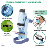 AmScope M30-ABS-KT2-W-KVB1 IQCrew KIDS - White Metal Arm Starter Kids Compound Microscope Kit w/ Water Purification Activity Kit and Experiment Cards (2)