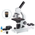 AmScope M500-MS-LED-E1 M500 Series LED Student Monocular Compound Microscope 40X-1000X Magnification w/ Mechanical Caliper and 1MP Digital Camera (1)