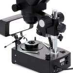 AmScope SH-2B-SL-DK SH-2 Series Jewelry Gem Binocular Stereo Microscope 10X-40X Magnification on Pillar Stand w/ Three Lights (1)