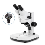 AmScope SM-1BX-RL-10M SM-1 Series Zoom Binocular Stereo Microscope 3.5X-45X Magnification w/ 10MP USB 2.0 C-mount Camera on Track Stand (1)