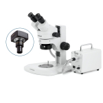 AmScope SM-1BRYY-30WR-14M3 SM-1 Series Super Widefield Zoom Binocular Stereo Microscope 7X-135X w/ 30W LED Fiber Optic Ring Light and 14MP USB 3.0 C-mount Camera on Track Stand (1)