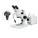 AmScope SM-1BRYY-30WY-M SM-1 Series Super Widefield Zoom Binocular Stereo Microscope 7X-135X w/ 30W LED Double Gooseneck Fiber Optic Lights and 1.3MP USB 2.0 C-mount Camera on Track Stand (1)