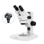 AmScope SM-1BRZZ-64S-5M SM-1 Series Super Widefield Zoom Binocular Stereo Microscope 3.5X-180X w/ 64 LED Compact Ring Light and 5MP USB 2.0 C-mount Camera on Track Stand (1)