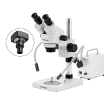 AmScope SM-1BSX-30WY-14M3 SM-1 Series Inspection and Dissecting Zoom Binocular Stereo Microscope 3.5X-45X w/ 30W LED Double Gooseneck Fiber Optic Lights and 14MP USB 3.0 C-mount Camera on Compact Pillar Stand (1)