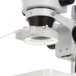 AmScope SM-1BS-48W Inspection and Dissecting Binocular Zoom Stereo Microscope 7X-45X Magnification on Compact Pillar Stand w/ 70-LED Ring Light (1)